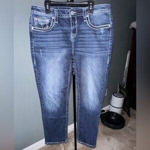 Vigoss Blue Straight Leg Jeans with Vintage Wash